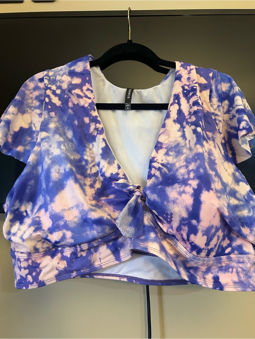 Purple Pink Tie-Front swim Top